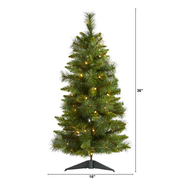 3' New Haven Pine Artificial Christmas Tree with 50 Warm White LED Lights