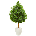 59" Evergreen Artificial Tree In White Planter 9375 By Nearly Natural