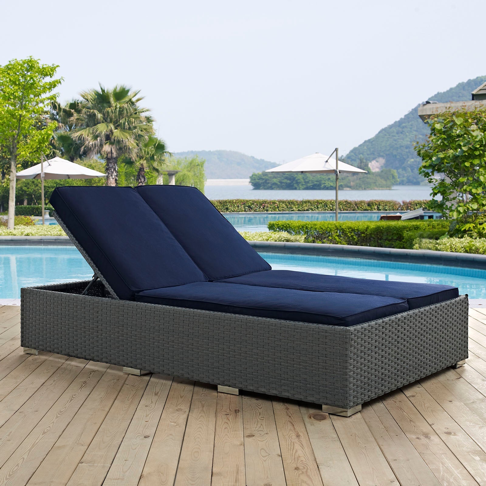 Sojourn Outdoor Patio Sunbrella¨ Double Chaise by Modway