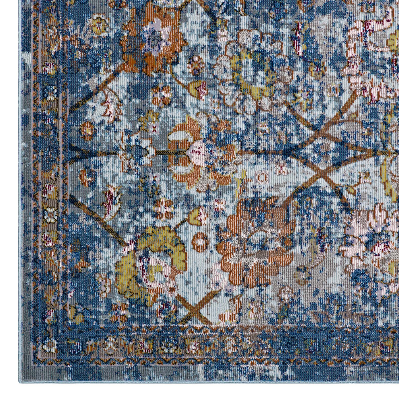 Minu Distressed Floral Lattice 5x8 Area Rug by Modway