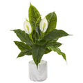 27"  Spathifyllum Artificial Plant in Marble Vase