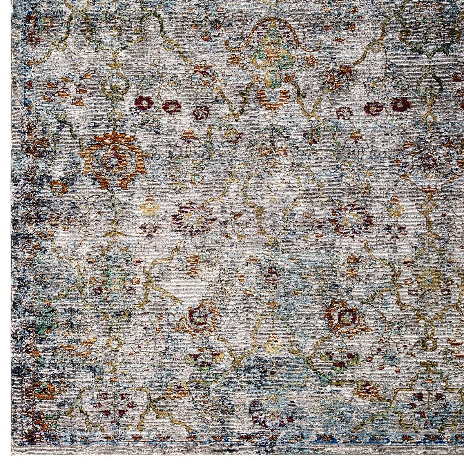 Success Manuka Distressed Vintage Floral Lattice 4x6 Area Rug by Modway