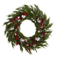 32'' Cypress with Berries and Pine Cones Artificial Wreath