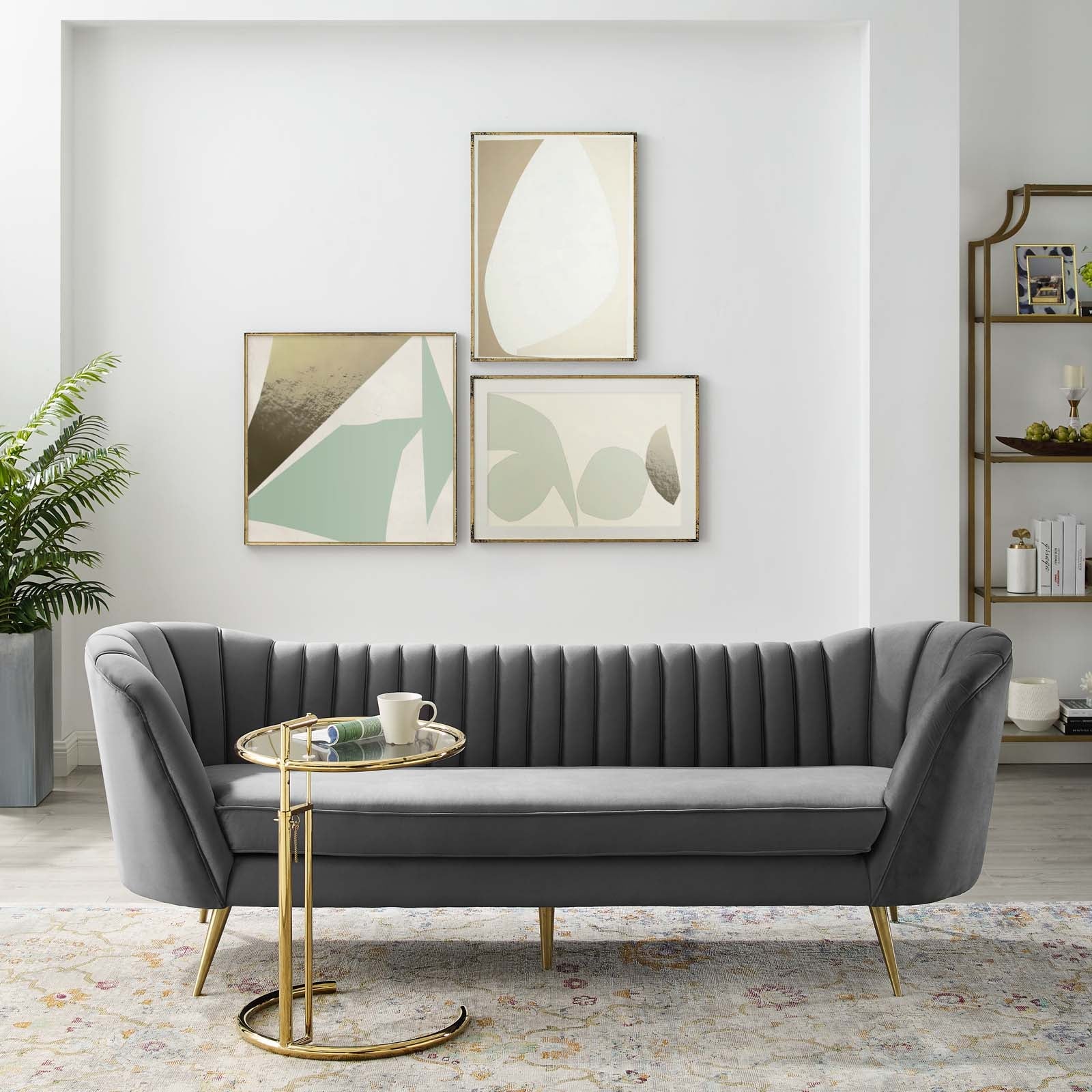 Opportunity Vertical Channel Tufted Curved Performance Velvet Sofa by Modway