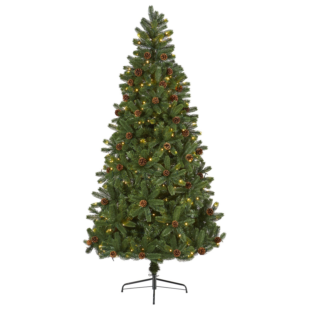 7.5' Rocky Mountain Spruce Artificial Christmas Tree w/ Pinecones