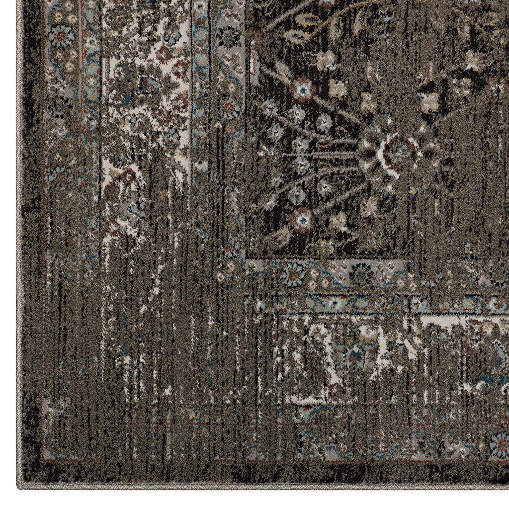 Berit Distressed Vintage Floral Lattice 8x10 Area Rug by Modway