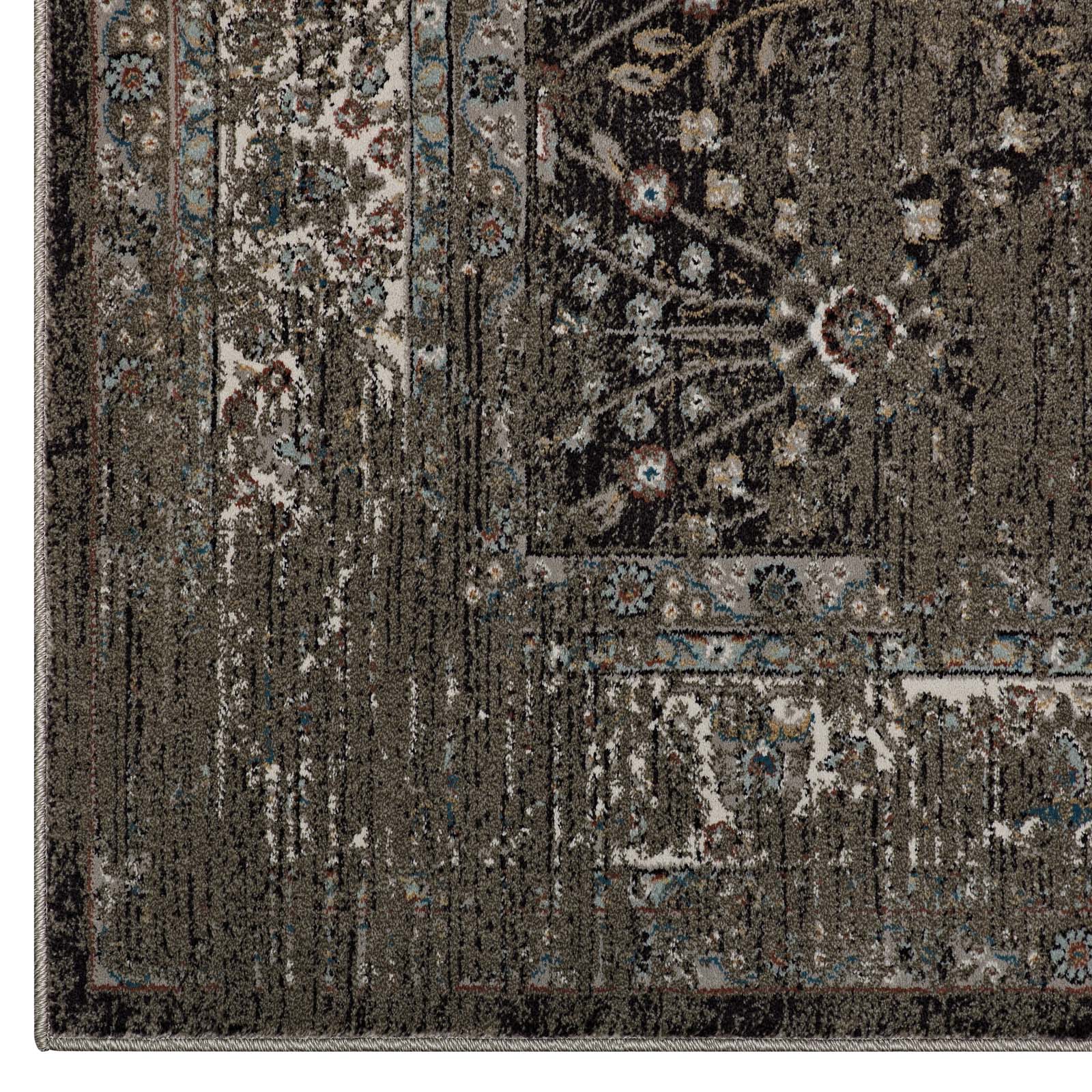 Berit Distressed Vintage Floral Lattice 8x10 Area Rug by Modway