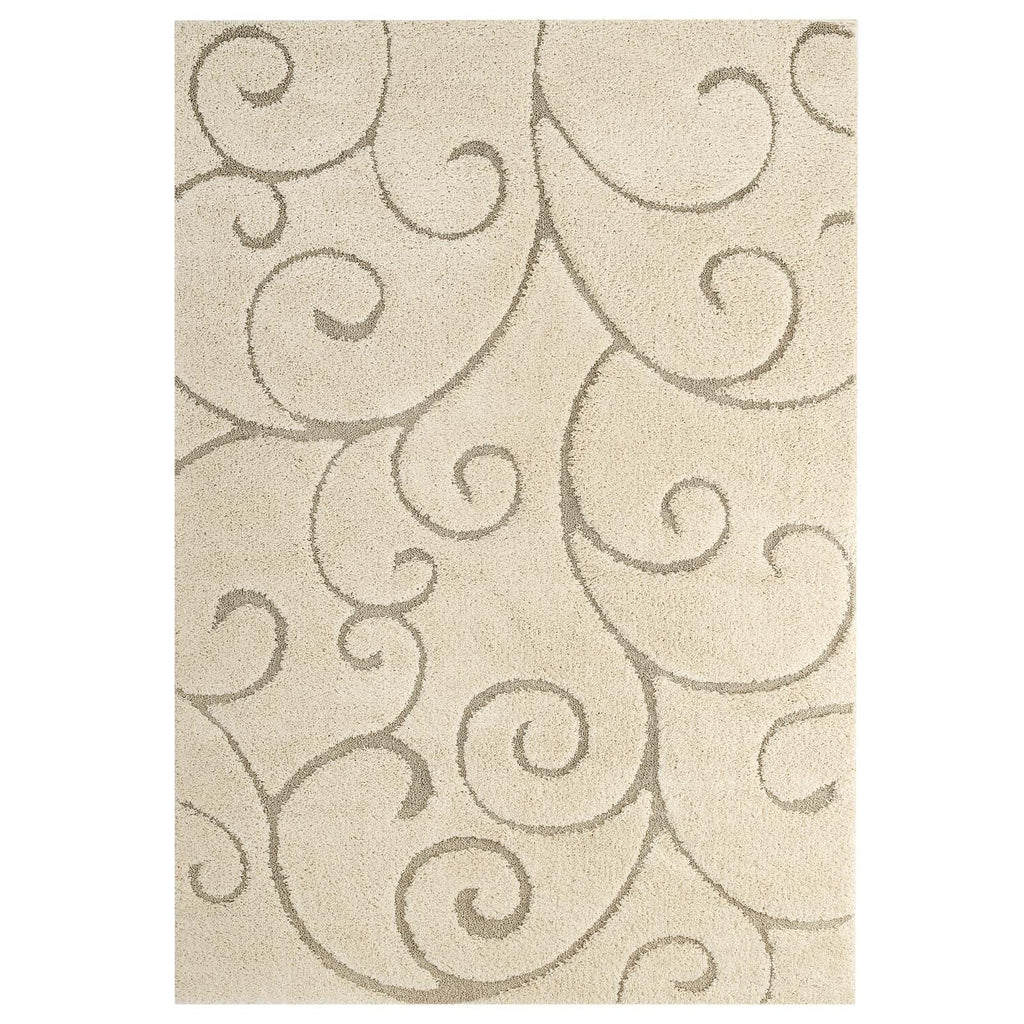 Jubilant Burgeon Scrolling Vine Shag 5x8 Area Rug by Modway