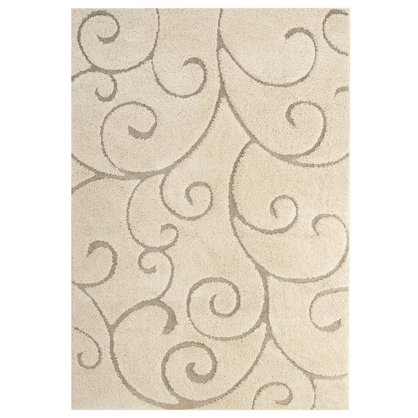 Jubilant Burgeon Scrolling Vine Shag 5x8 Area Rug by Modway