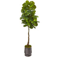 69"  Fiddle Leaf Artificial Tree in Ribbed Metal Planter (Real Touch)