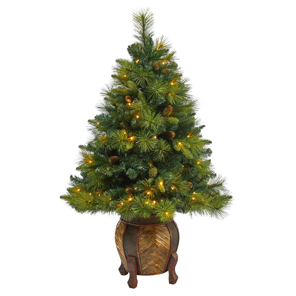 52' North Carolina Mixed Pine Artificial Christmas Tree w/ 130 Warm White LED