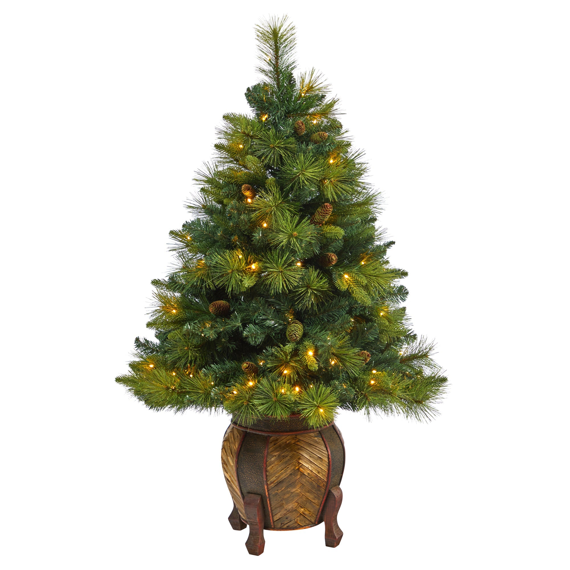 52' North Carolina Mixed Pine Artificial Christmas Tree w/ 130 Warm White LED