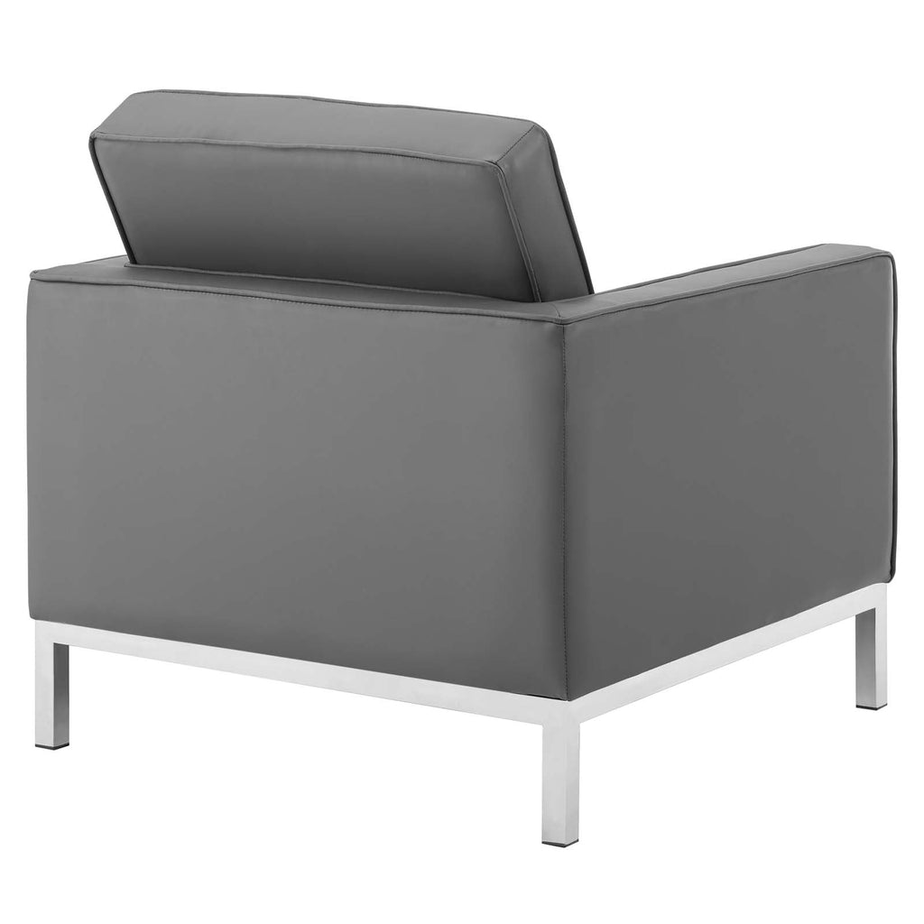 Loft Tufted Upholstered Faux Leather Sofa and Armchair Set by Modway