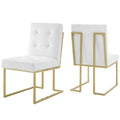 Privy Gold Stainless Steel Upholstered Fabric Dining Accent Chair Set of 2 by Modway