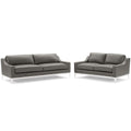 Harness Stainless Steel Base Leather Sofa and Loveseat Set by Modway