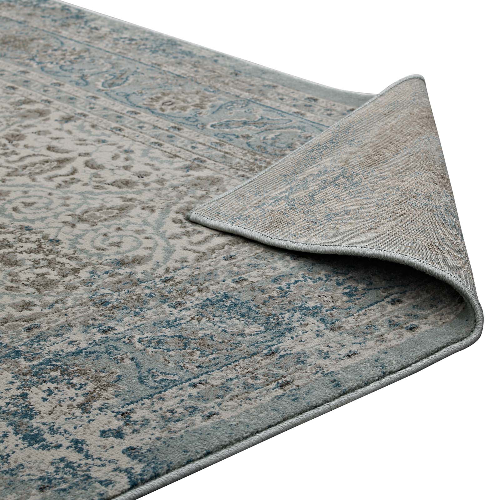 Dilys Distressed Vintage Floral Lattice 8x10 Area Rug by Modway