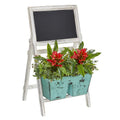26' Bromeliad and Eucalyptus Artificial Plant in Farmhouse Stand with Chalkboard