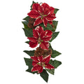 25"  Poinsettia, Pine Cone & Burlap Teardrop