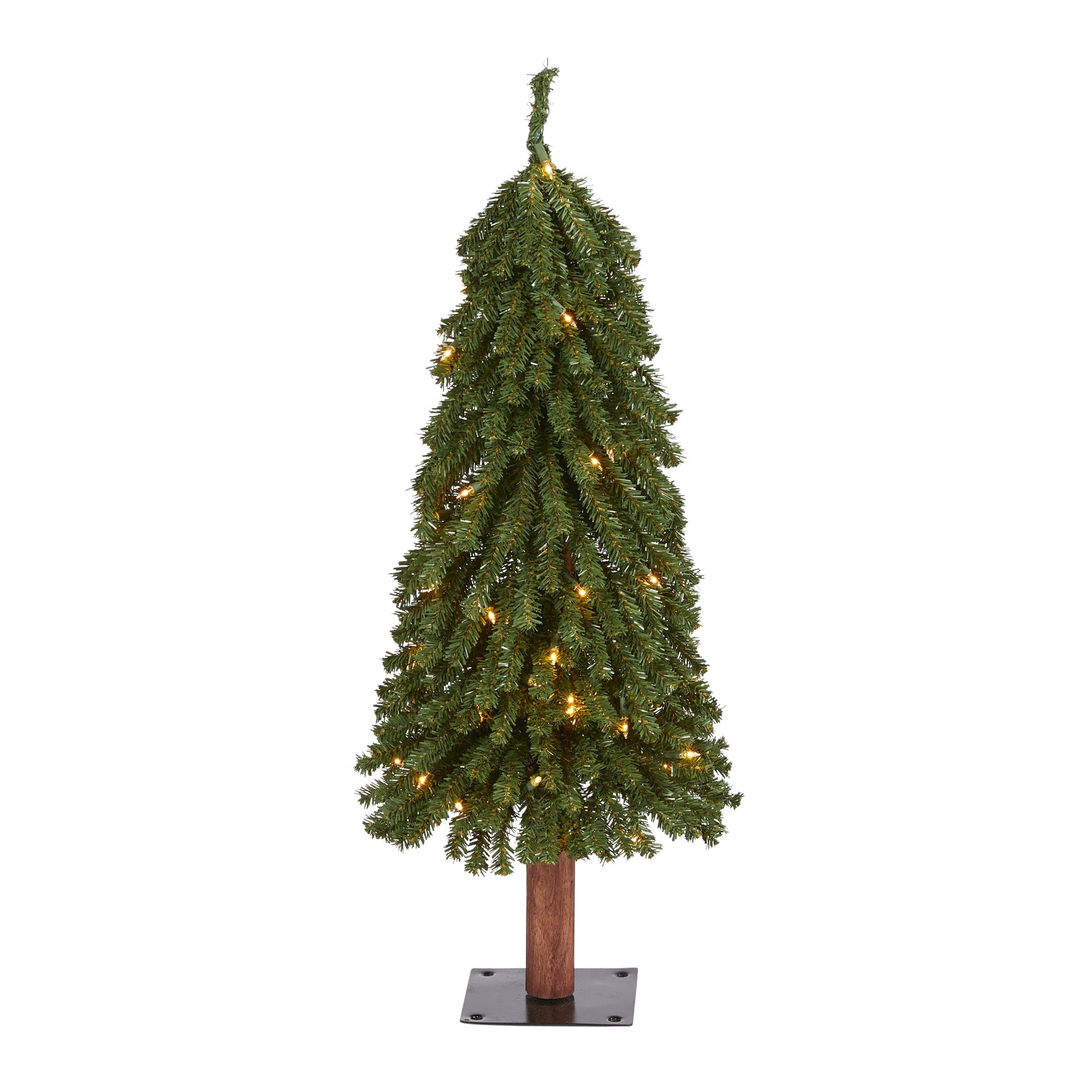 3' Grand Alpine Artificial Christmas Tree with 50 Clear Lights w/Natural Trunk