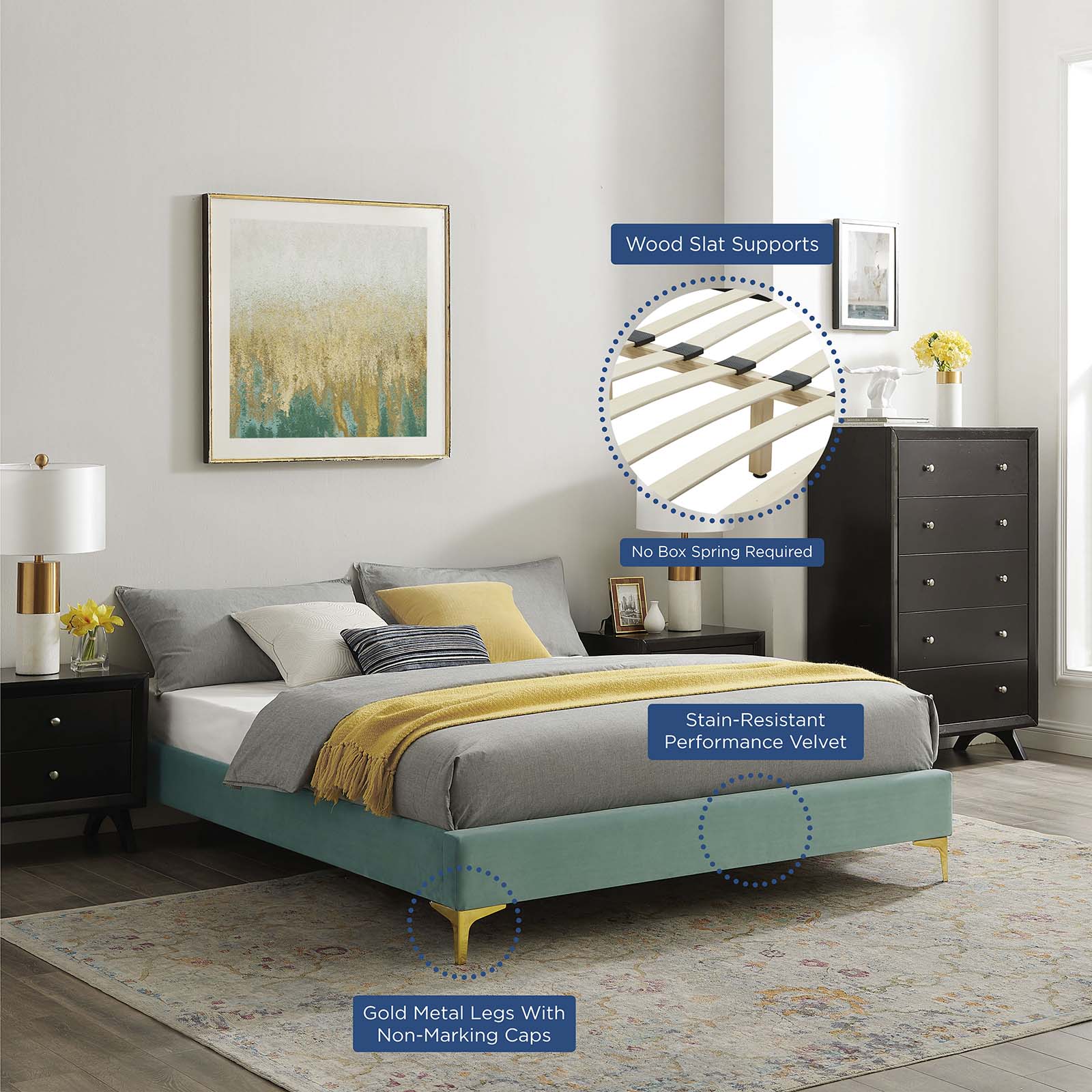 Sutton Performance Velvet King Bed Frame by Modway