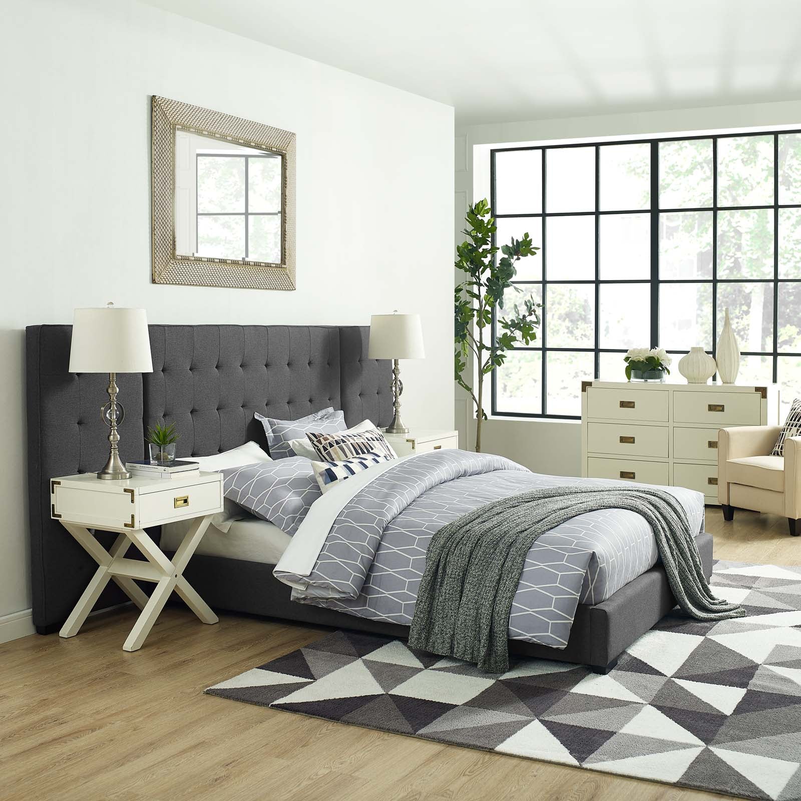Sierra Upholstered Fabric Queen Platform Bed by Modway