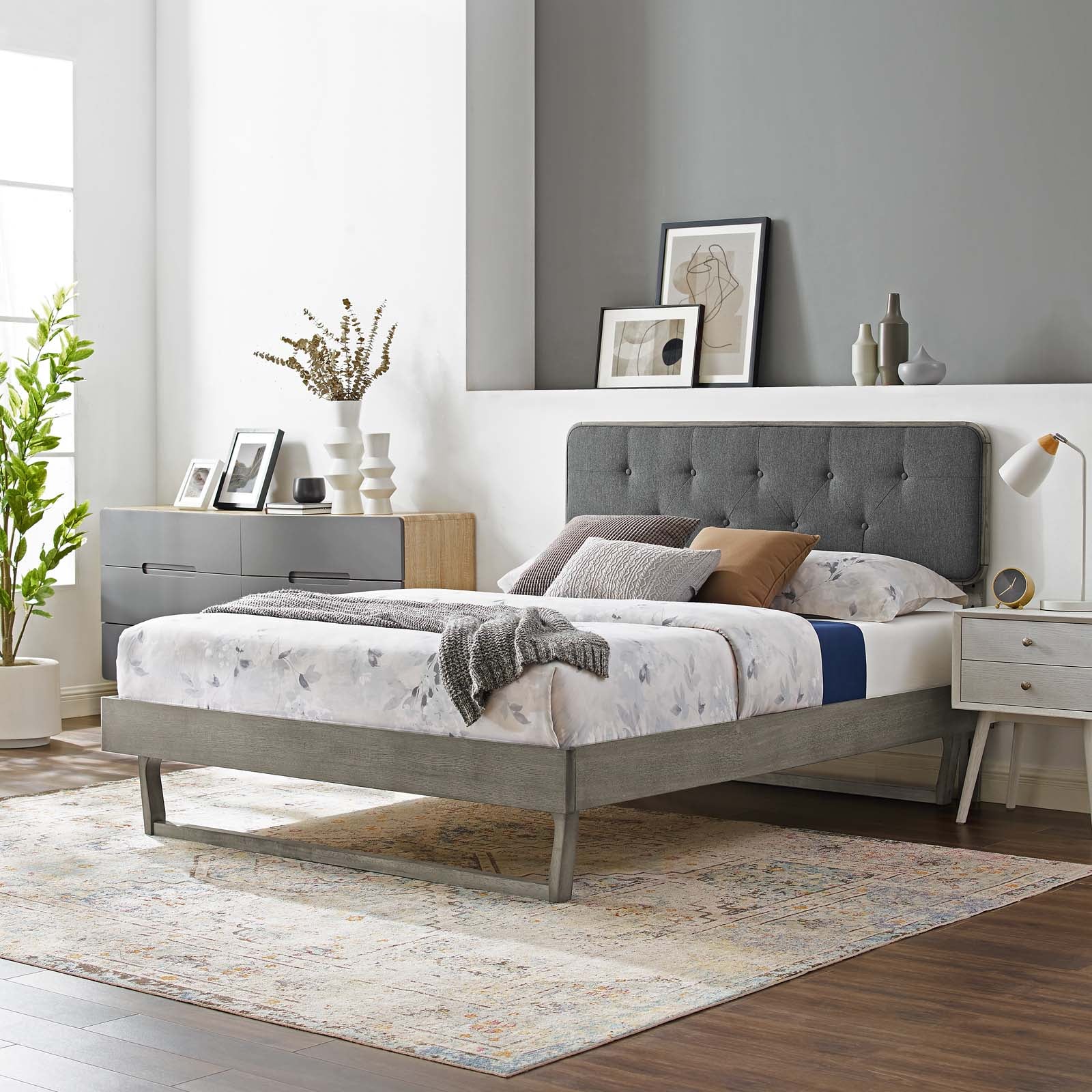 Bridgette Wood King Platform Bed With Angular Frame by Modway