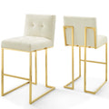 Privy Gold Stainless Steel Performance Velvet Bar Stool Set of 2 by Modway