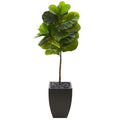 4.5' Fiddle Leaf Artificial Tree in Black Planter (Real Touch)