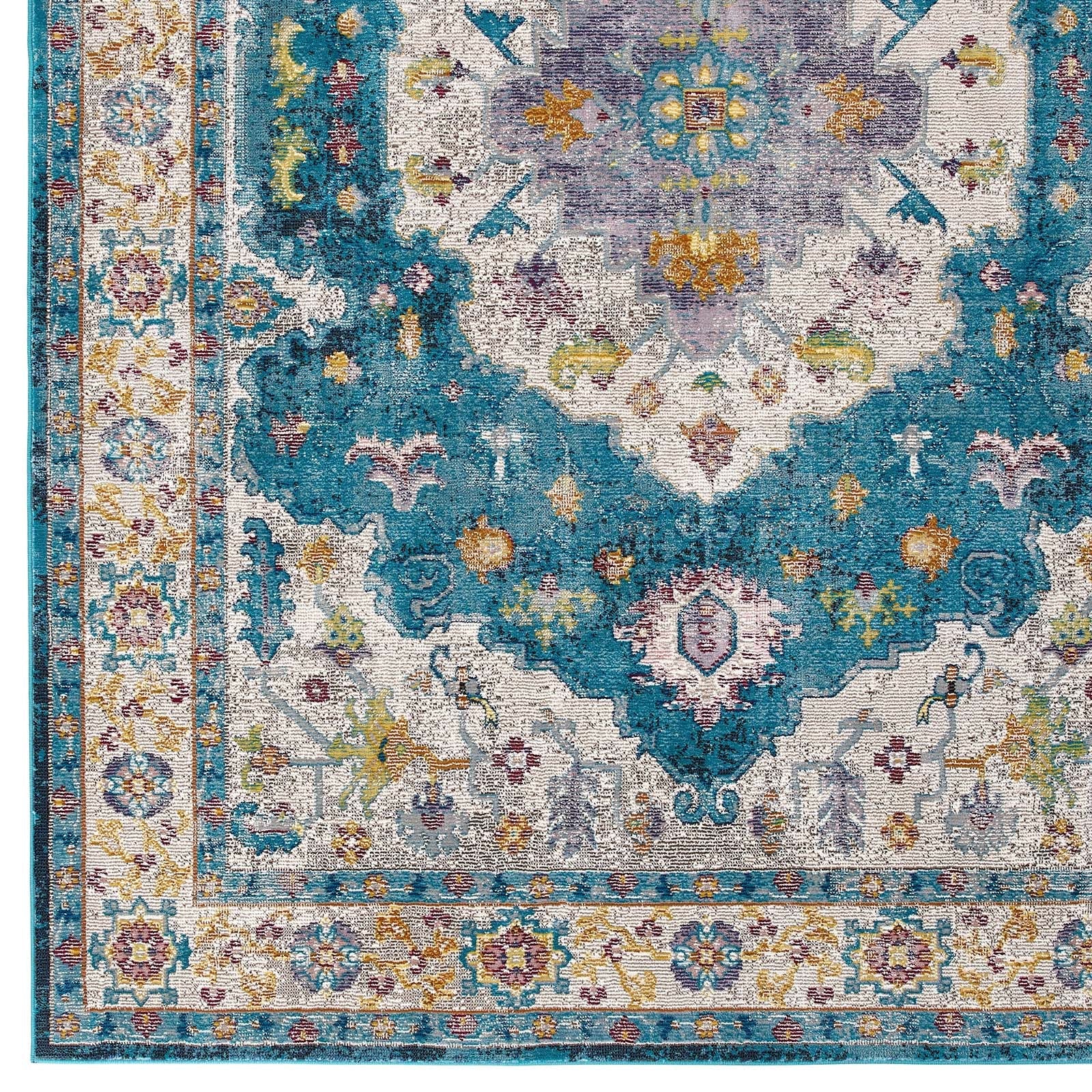 Success Anisah Distressed Floral Vintage Medallion 4x6 Area Rug by Modway