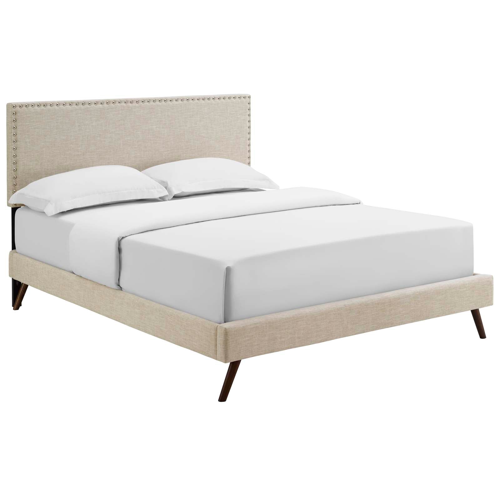 Macie Fabric Queen Platform Bed with Round Splayed Legs by Modway
