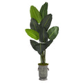 64" Traveler's Palm Artificial tree in Vintage Metal Planter