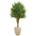 4.5' Eucalyptus Artificial Tree in Sandstone Planter UV Resistant