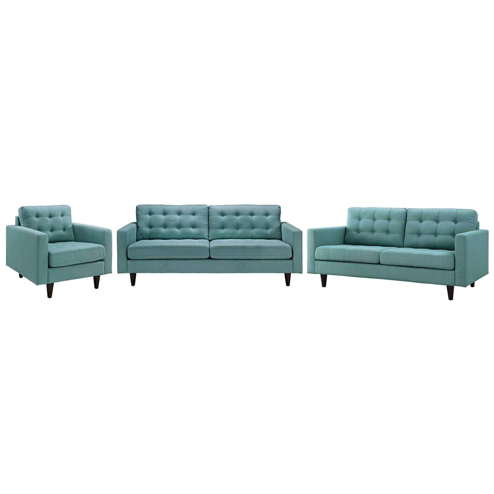 Empress Sofa, Loveseat and Armchair Set of 3 by Modway