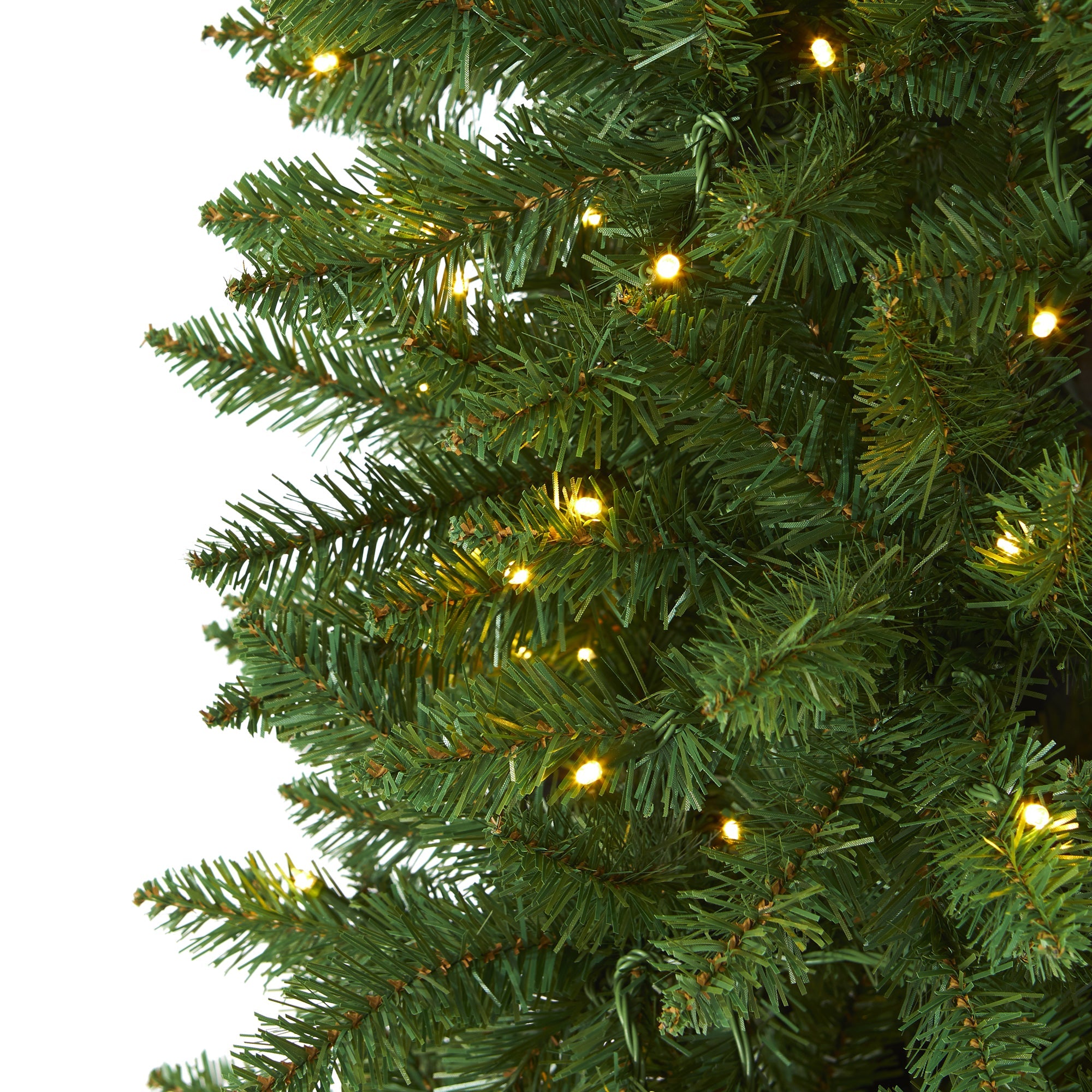 7' Slim Green Mountain Pine Artificial Christmas Tree with 300 Clear LED Lights