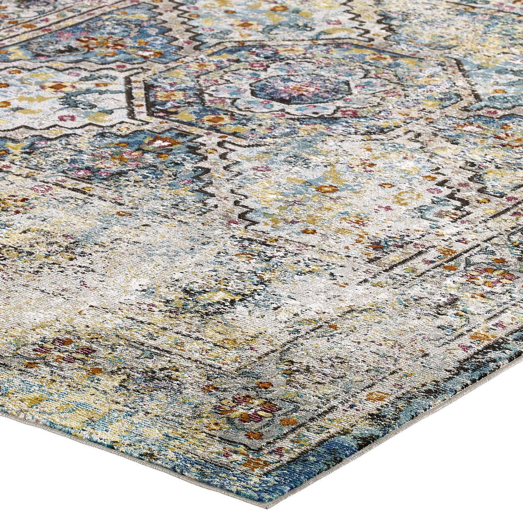 Success Jacinda Distressed Vintage Floral Vintage Medallion 5x8 Area Rug by Modway