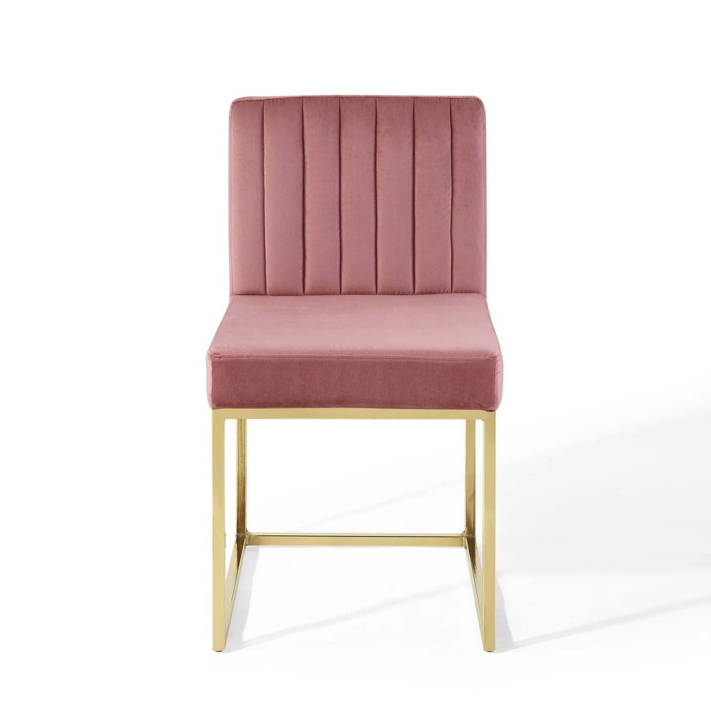 Carriage Channel Tufted Sled Base Performance Velvet Dining Chair by Modway