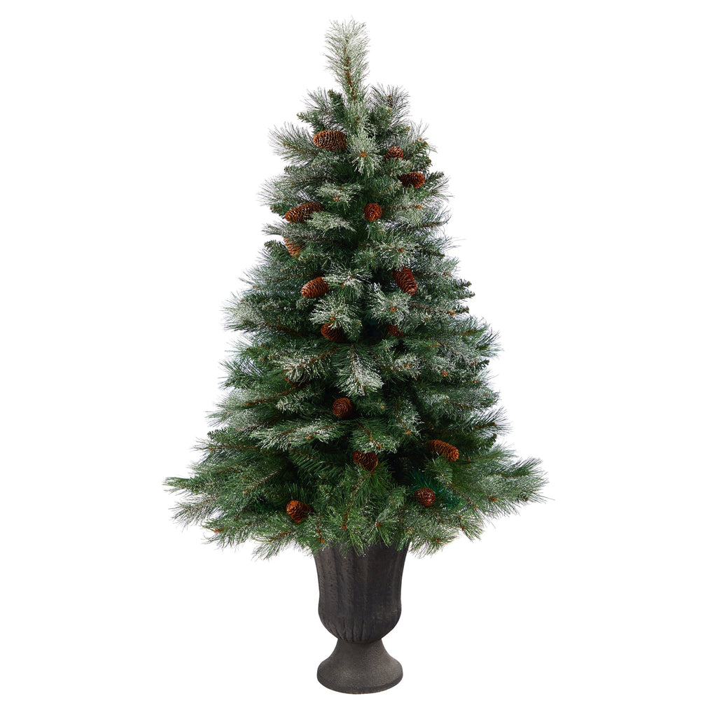 50' Snowed French Alps Mountain Pine Artificial Christmas Tree w/ 237 Bendable