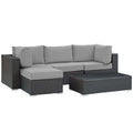 Sojourn 5 Piece Outdoor Patio Sunbrella¨ Sectional Set by Modway
