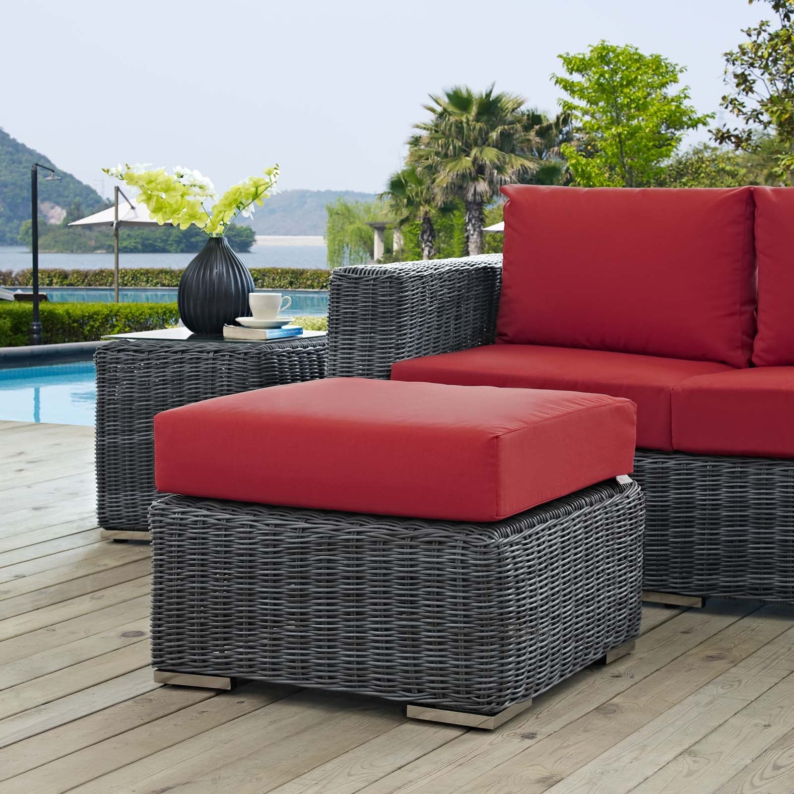 Summon Outdoor Patio Sunbrella¨ Ottoman by Modway