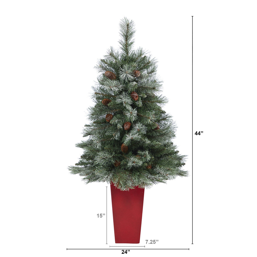 44' Snowed French Alps Mountain Pine Artificial Christmas Tree w/ 135 Bendable