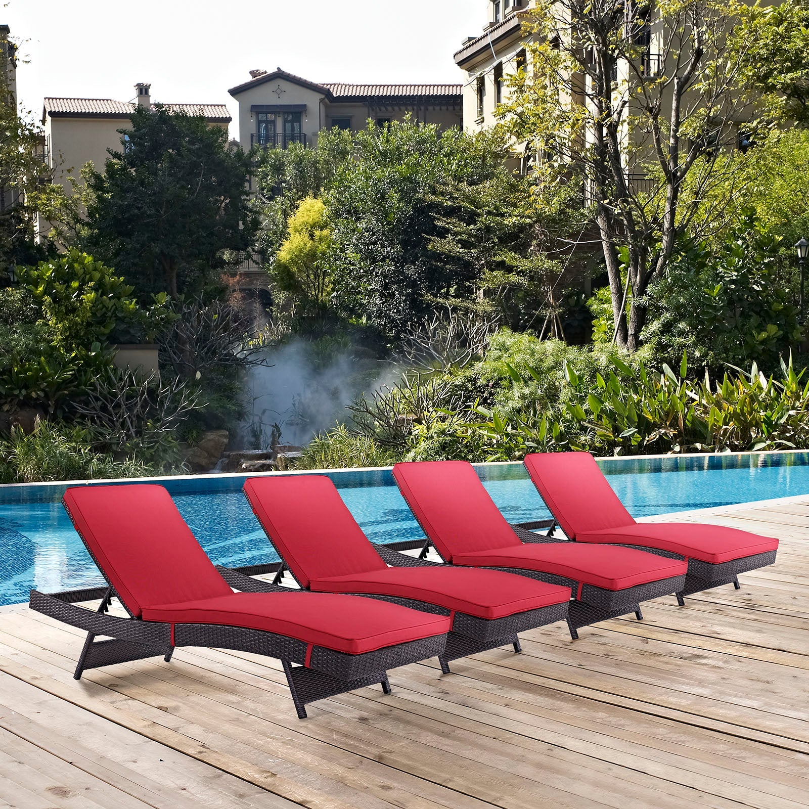 Convene Outdoor Patio Chaise Set of 4 by Modway