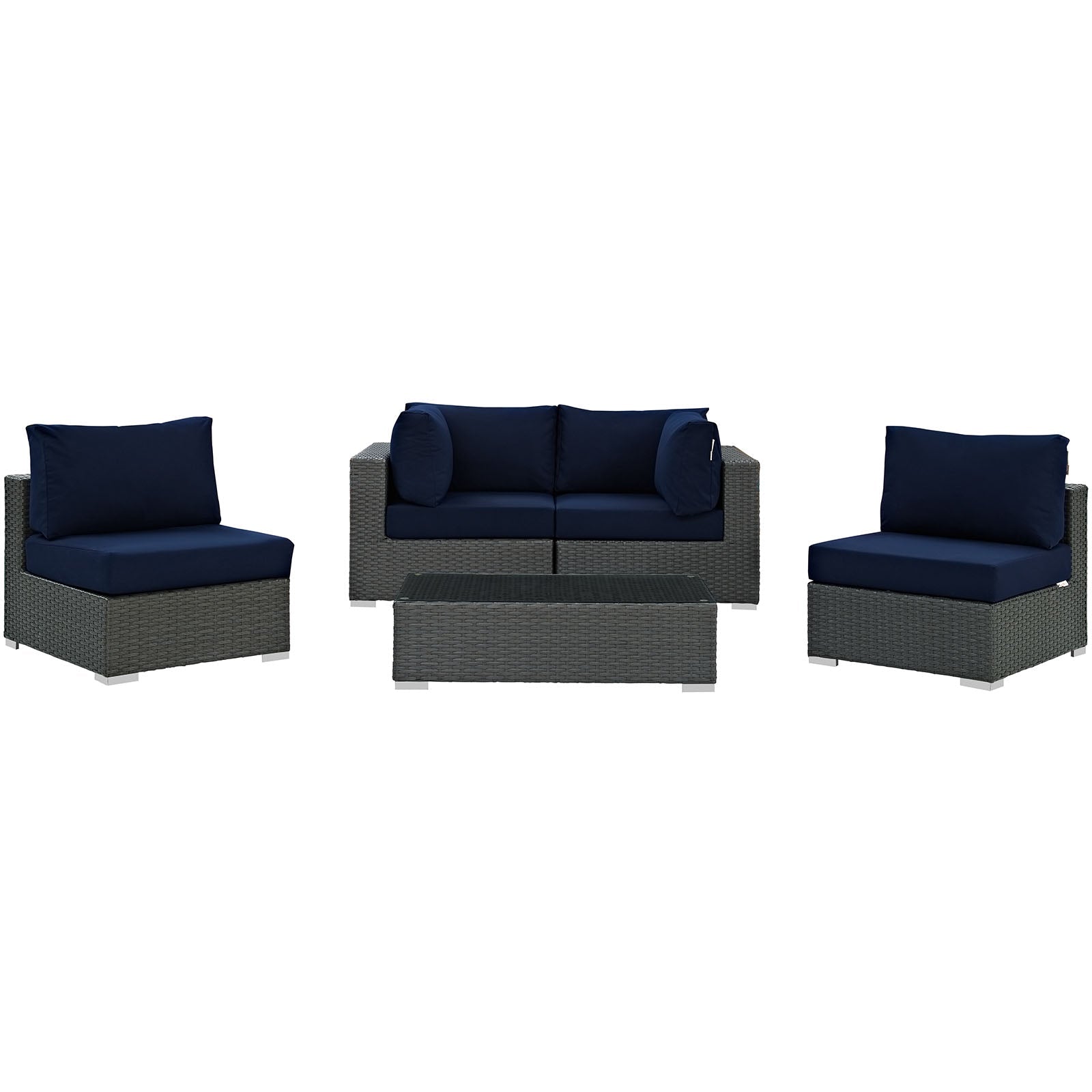 Sojourn 5 Piece Outdoor Patio Sunbrella¨ Sectional Set by Modway