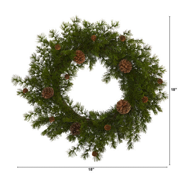 18" Alpine Pine and Pine Cone Artificial Wreath