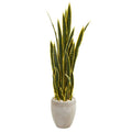 52"  Sansevieria Artificial Plant in Sand Colored Planter