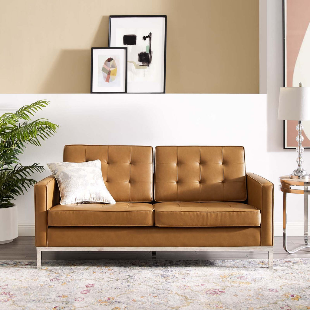 Loft Tufted Vegan Leather Loveseat by Modway