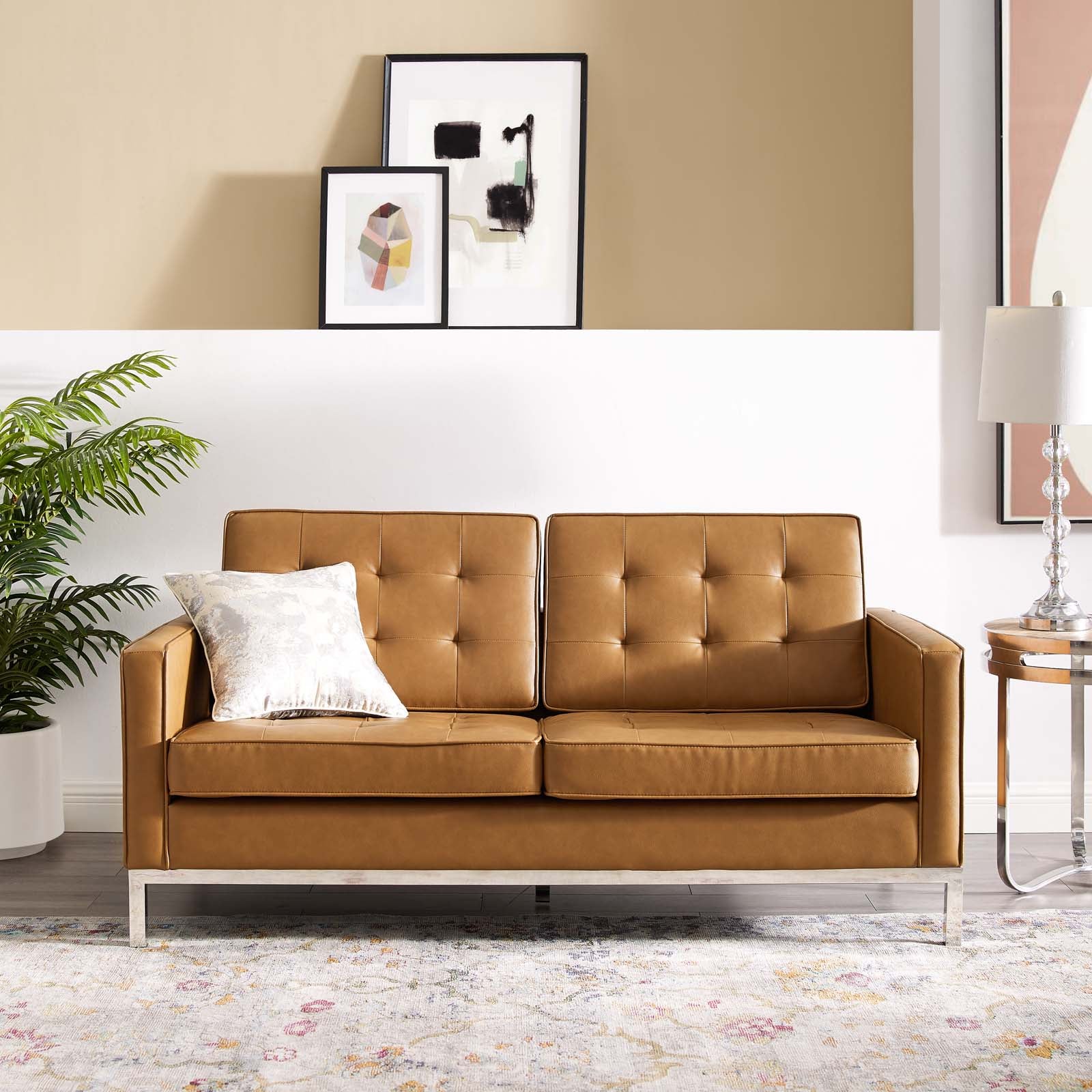 Loft Tufted Vegan Leather Loveseat by Modway