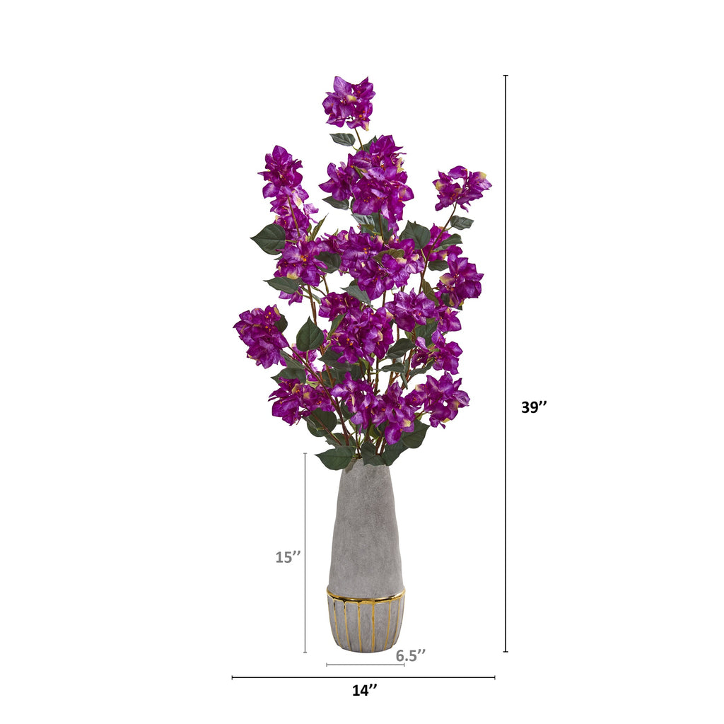 39" Bougainvillea Artificial Arrangement in Stoneware Vase