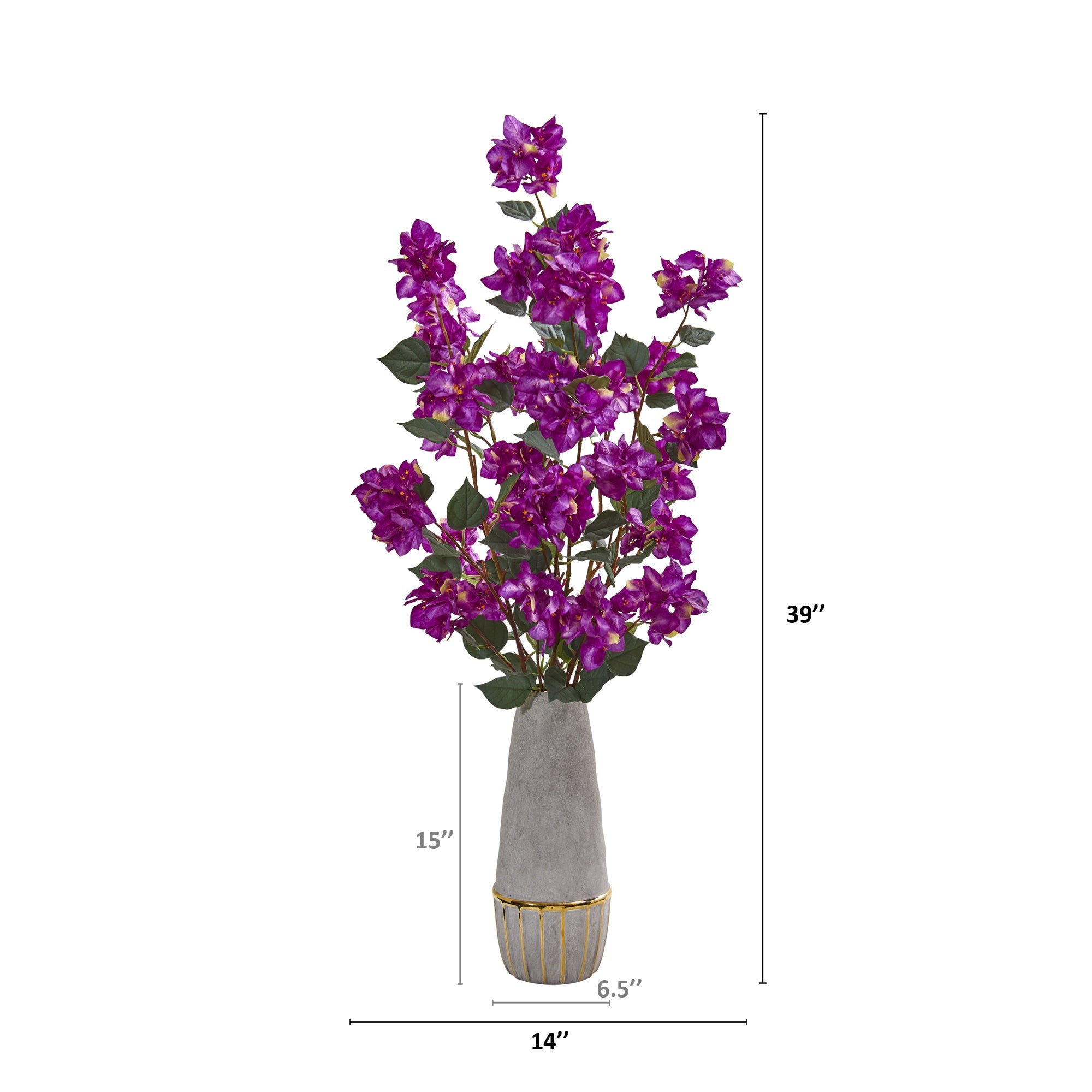 39" Bougainvillea Artificial Arrangement in Stoneware Vase