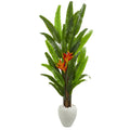 6.5' Heliconia Artificial Plant in White Planter