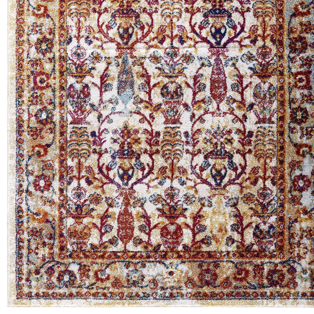 Entourage Jessa Distressed Vintage Floral Lattice 8x10 Area Rug by Modway